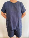 Navy Blue Rita (Blouse and Shorts)