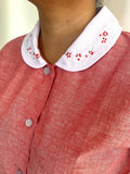 Light Red Chambray with Red Embroidered Collar