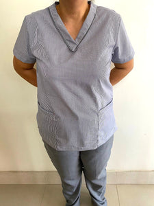 Grey Stripe Francesca with Grey Pants