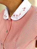 Candy Stripe with Red Embroidery