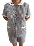 Black Checkered with Embroidered Collar