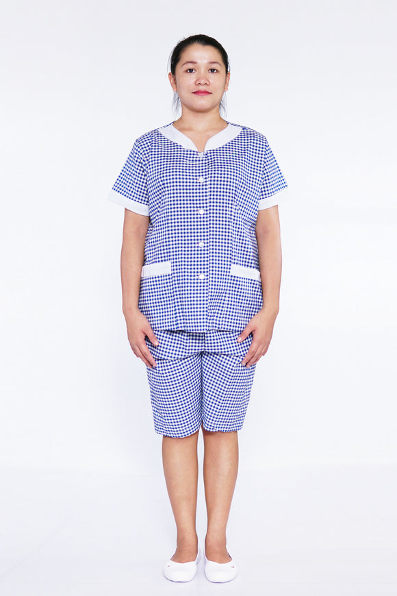 Royal Blue Checkered Cotton