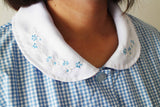 Light Blue Checkered Oxford with Embroidery