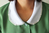 Moss Green with Lace Trim Collar