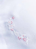 Scallop with Pink Embroidered Flowers